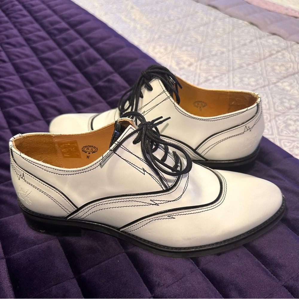 Fluevog Sea Angel Nero Contrast Stitch Oxford in White